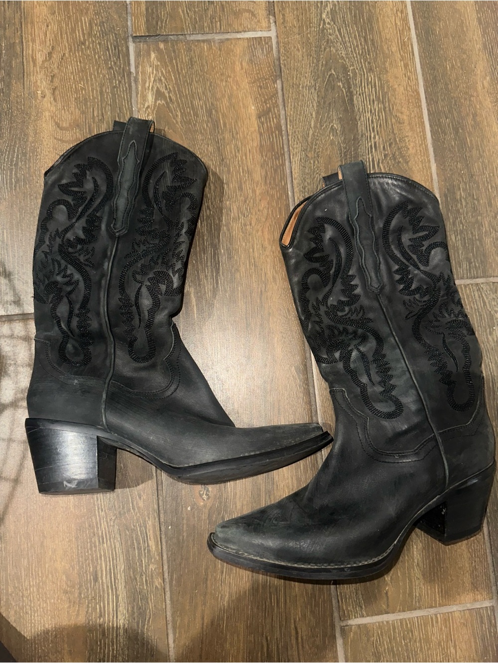 Jeffrey Campbell Black Embroidered Western Boots
